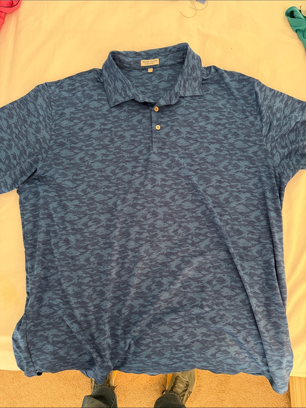 Peter Millar Blue Camouflage-Print Polo